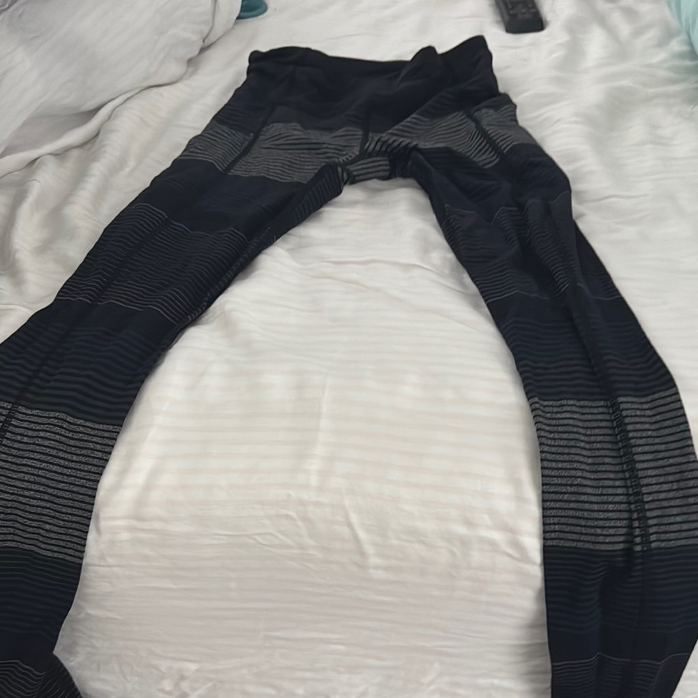 Lululemon Striped Black and Gray Leggings